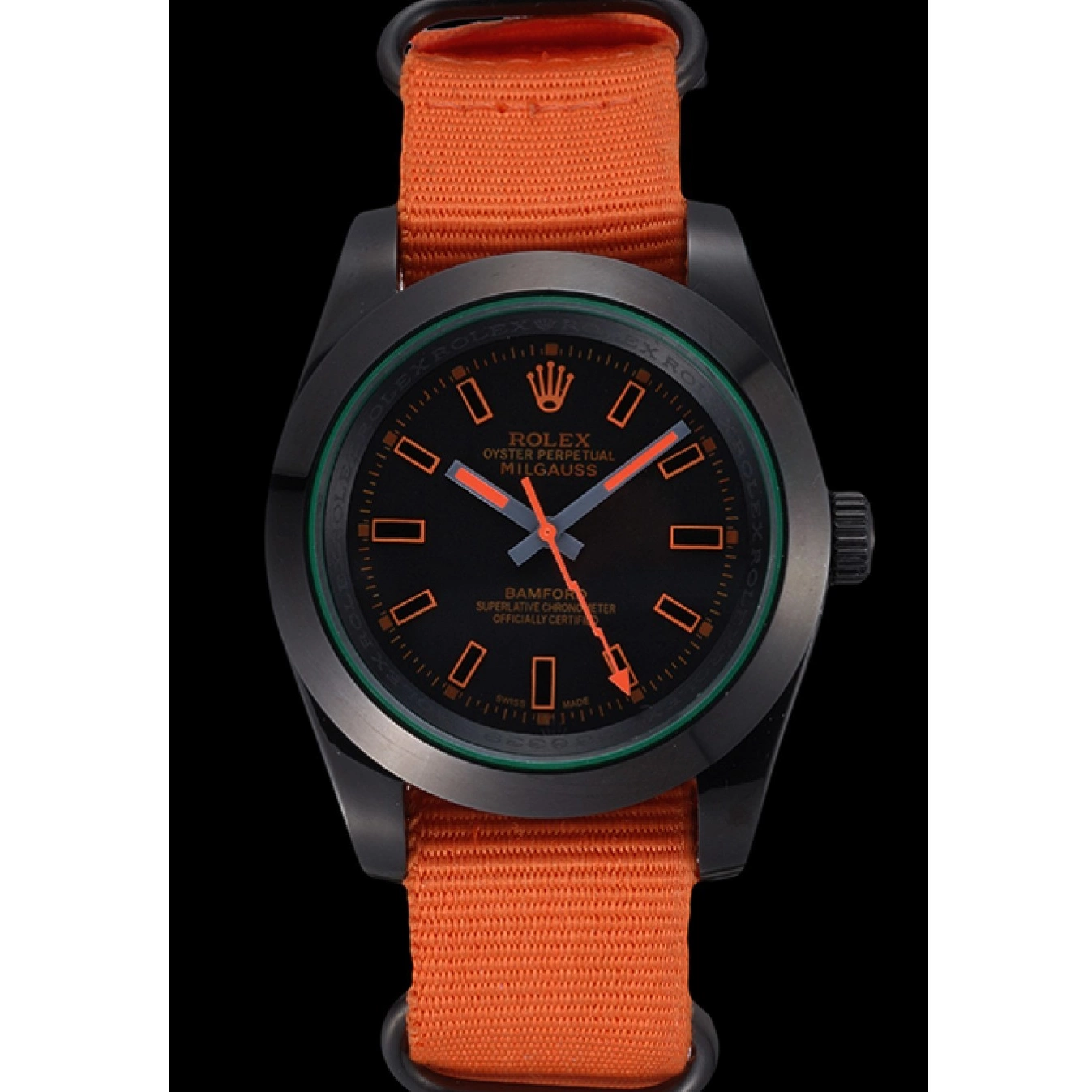 Rolex copies cheap 622003 Milgauss Rolex Strap Nylon Bamford Orange 0723